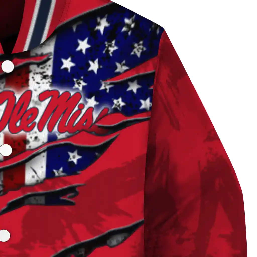 personalized ole miss rebels usa flag claws red varsity jacket premium grade personalized ole miss rebels usa flag claws red varsity jacket premium grade