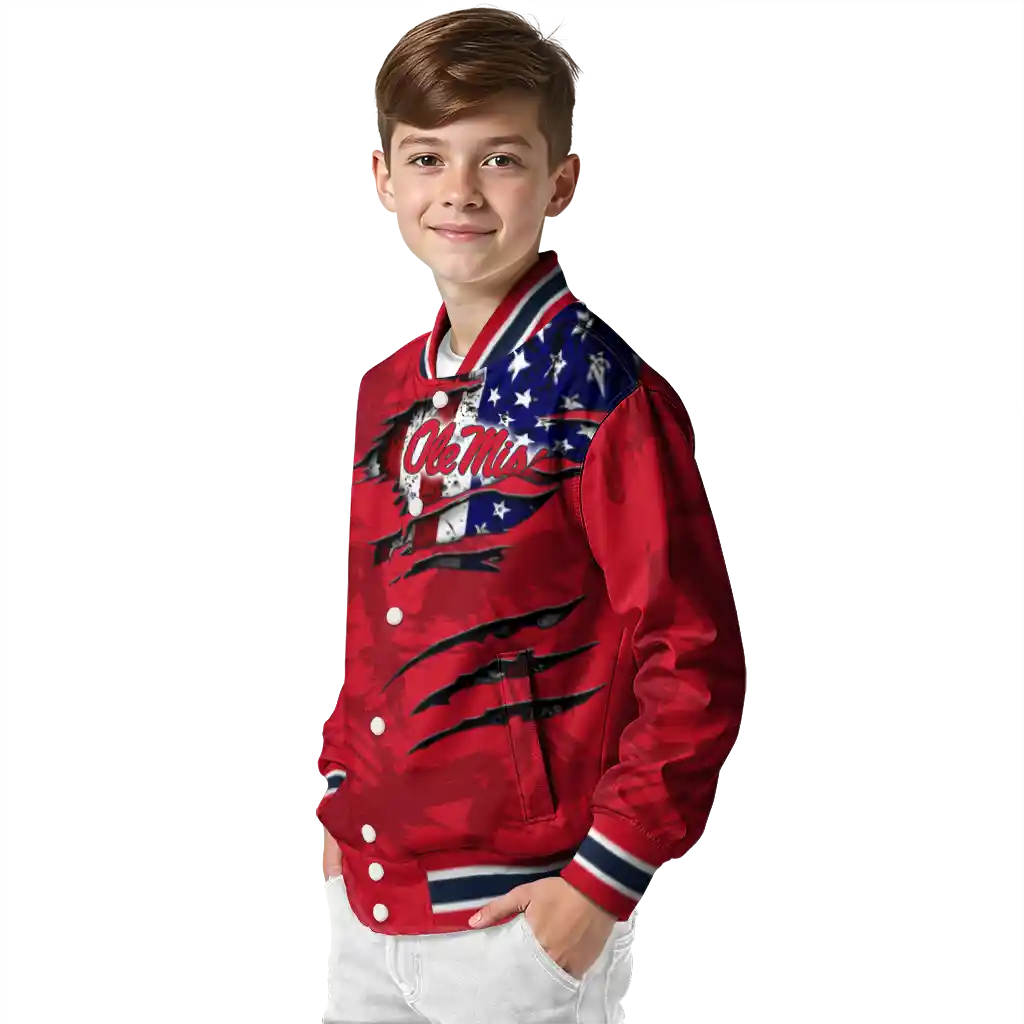 personalized ole miss rebels usa flag claws red varsity jacket trendy personalized ole miss rebels usa flag claws red varsity jacket trendy
