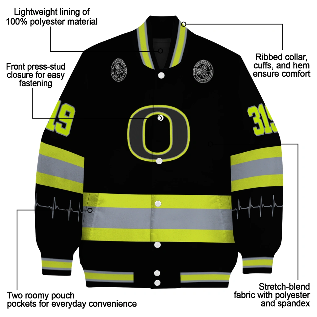personalized oregon ducks heartbeat accent black green varsity jacket new arrival personalized oregon ducks heartbeat accent black green varsity jacket new arrival