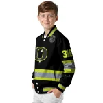 personalized oregon ducks heartbeat accent black green varsity jacket best selling