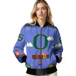 personalized oregon ducks mario blocks blue black bomber jacket best selling