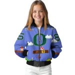 personalized oregon ducks mario blocks blue black bomber jacket best selling