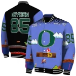 personalized oregon ducks mario blocks blue black varsity jacket best selling