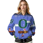 personalized oregon ducks mario blocks blue black varsity jacket best selling