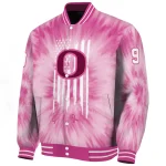 personalized oregon ducks pink tie dye pink varsity jacket best selling