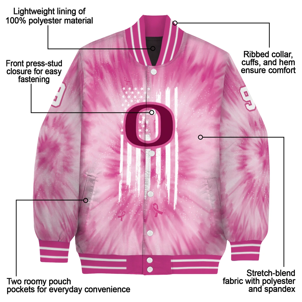 personalized oregon ducks pink tie dye pink varsity jacket new arrival personalized oregon ducks pink tie dye pink varsity jacket new arrival
