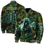 personalized oregon ducks skull horde green varsity jacket best selling