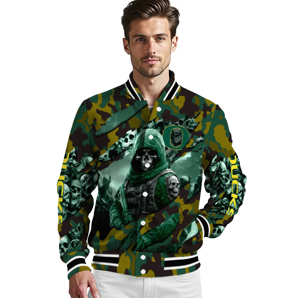 personalized oregon ducks skull horde green varsity jacket high quality personalized oregon ducks skull horde green varsity jacket high quality