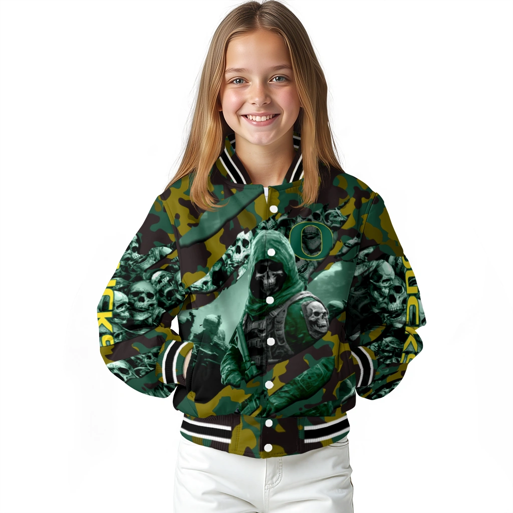 personalized oregon ducks skull horde green varsity jacket top rated personalized oregon ducks skull horde green varsity jacket top rated