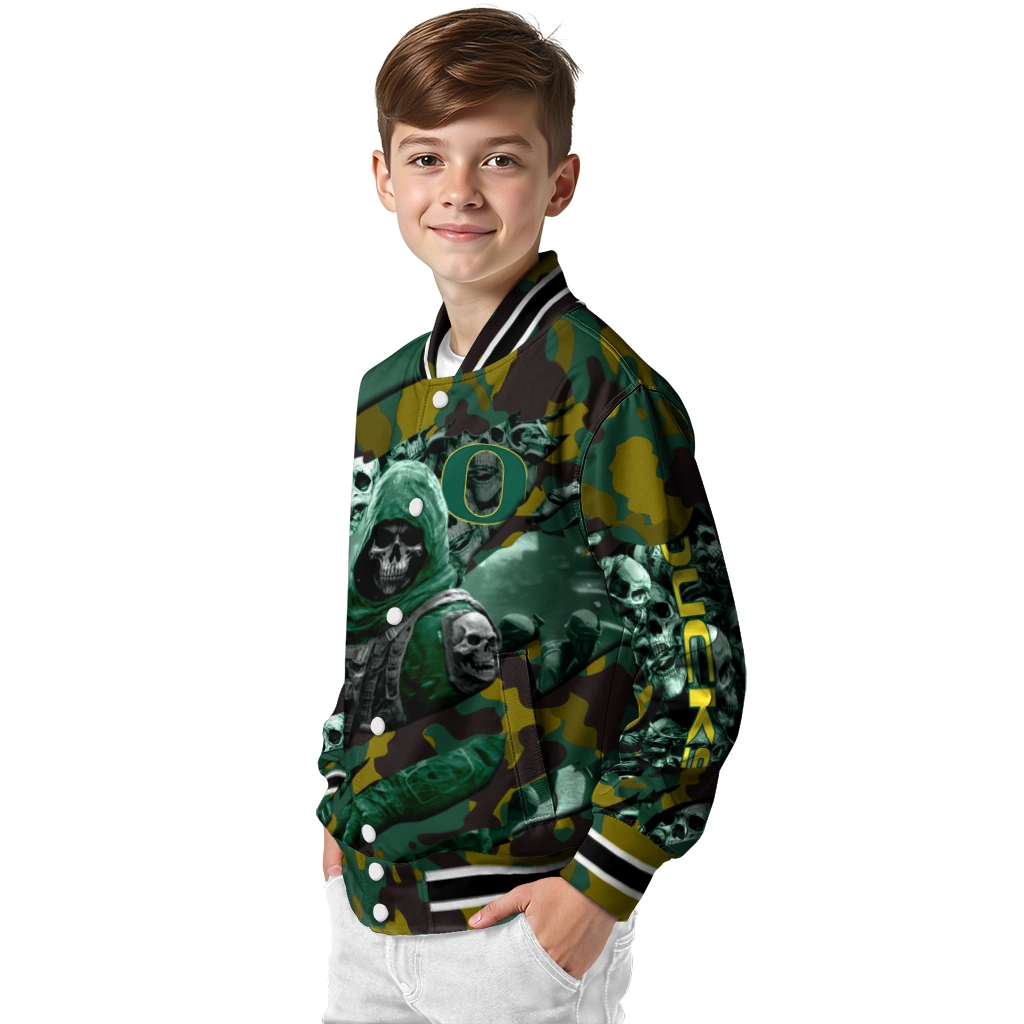 personalized oregon ducks skull horde green varsity jacket trendy personalized oregon ducks skull horde green varsity jacket trendy