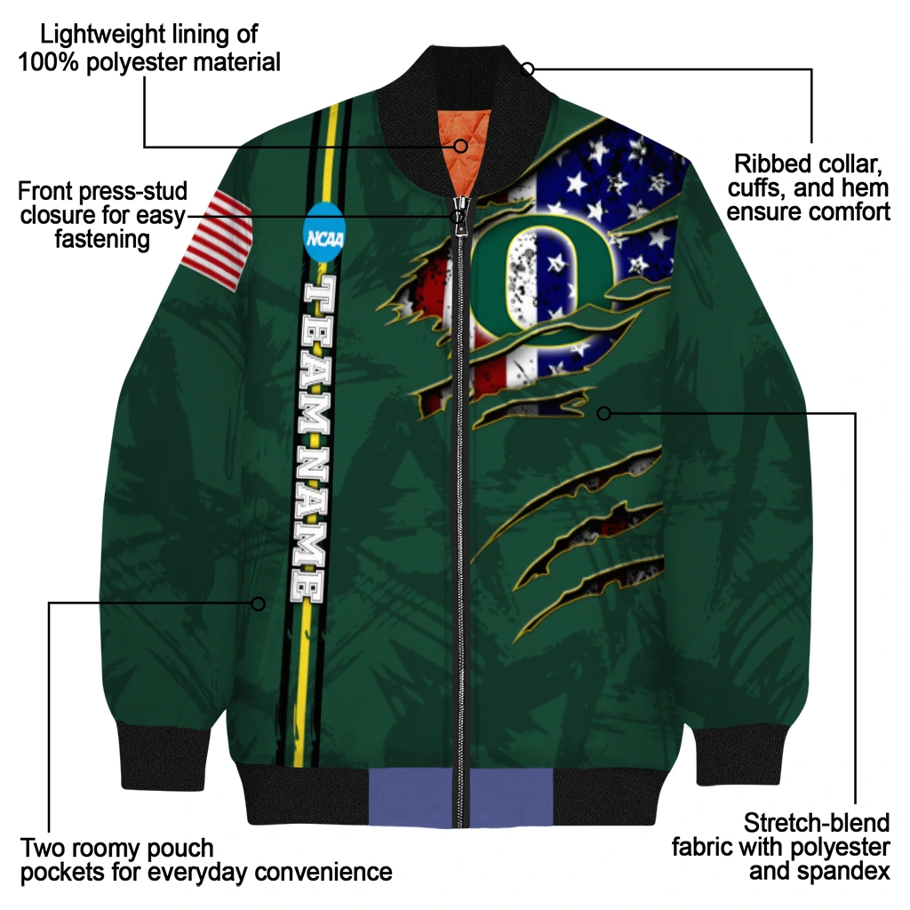 personalized oregon ducks usa flag claws green bomber jacket new arrival personalized oregon ducks usa flag claws green bomber jacket new arrival