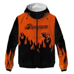 personalized oregon state beavers flame trim orange black windbreaker jacket best selling