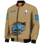 personalized orlando magic claw opening beige bomber jacket best selling