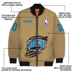 personalized orlando magic claw opening beige bomber jacket best selling