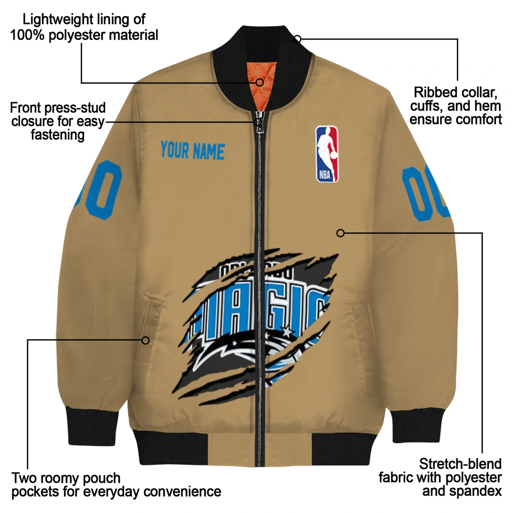 personalized orlando magic claw opening beige bomber jacket new arrival personalized orlando magic claw opening beige bomber jacket new arrival