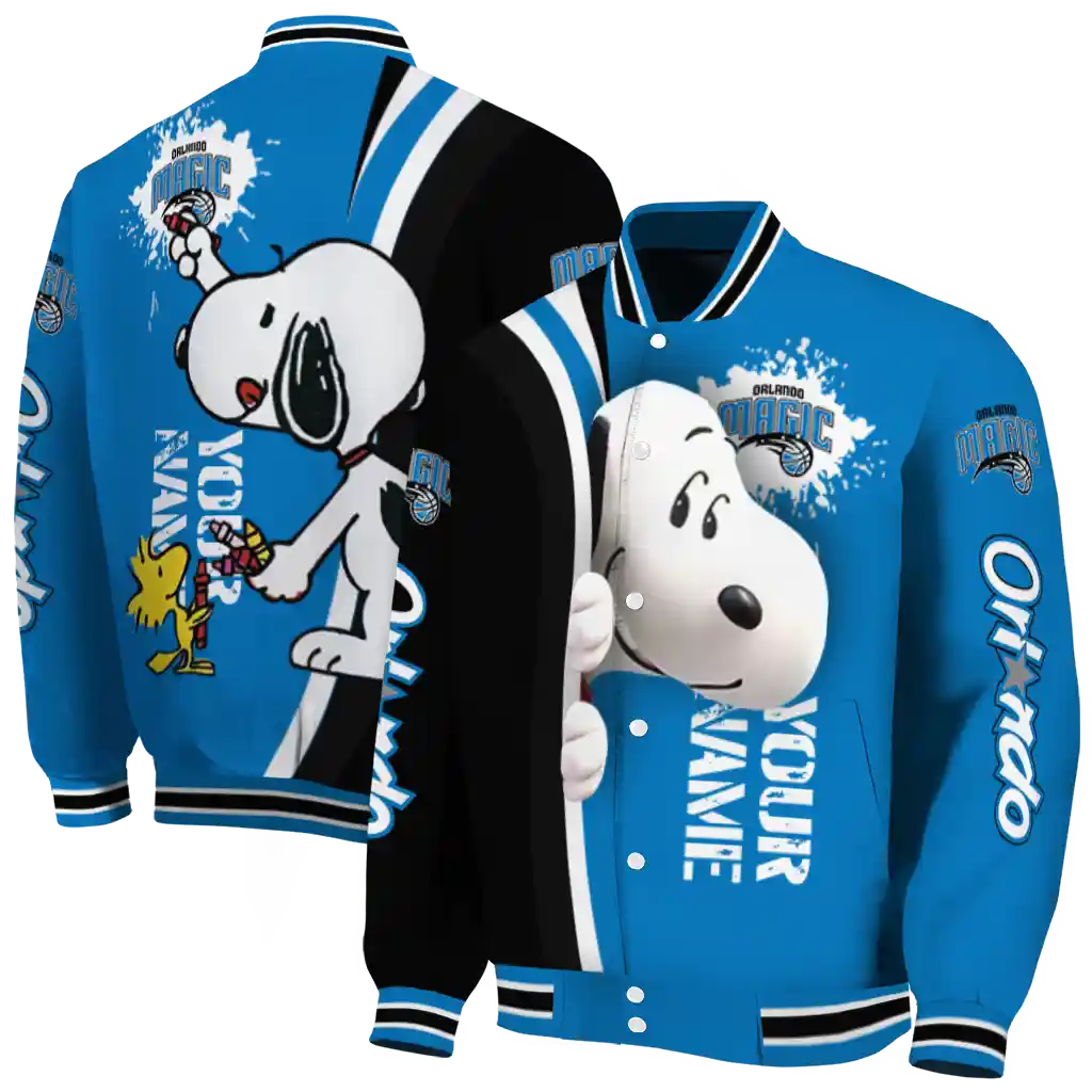 personalized orlando magic snoopy head blue varsity jacket fashion forward personalized orlando magic snoopy head blue varsity jacket fashion forward