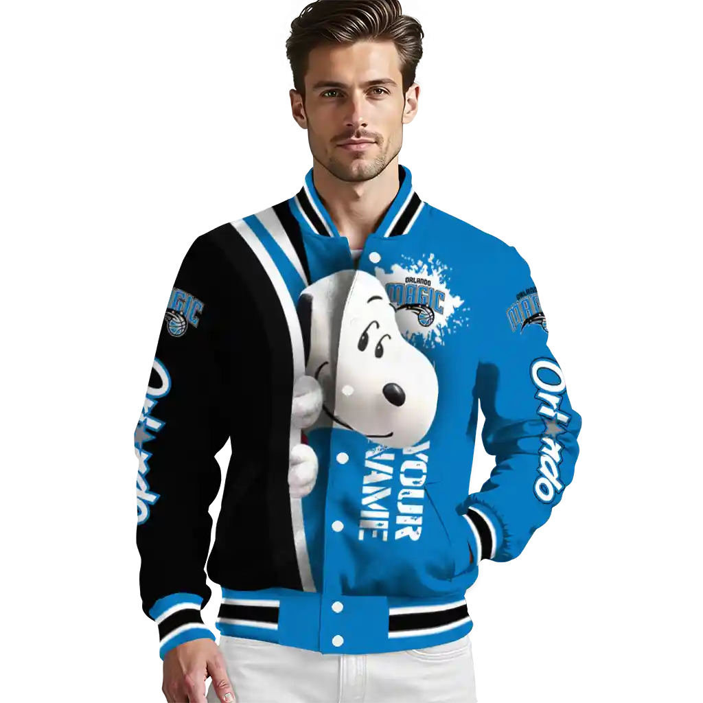 personalized orlando magic snoopy head blue varsity jacket high quality personalized orlando magic snoopy head blue varsity jacket high quality