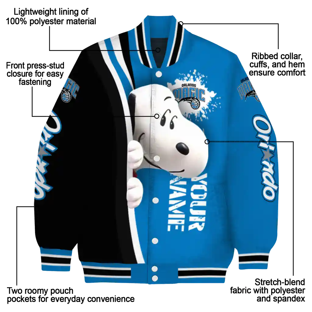 personalized orlando magic snoopy head blue varsity jacket new arrival personalized orlando magic snoopy head blue varsity jacket new arrival