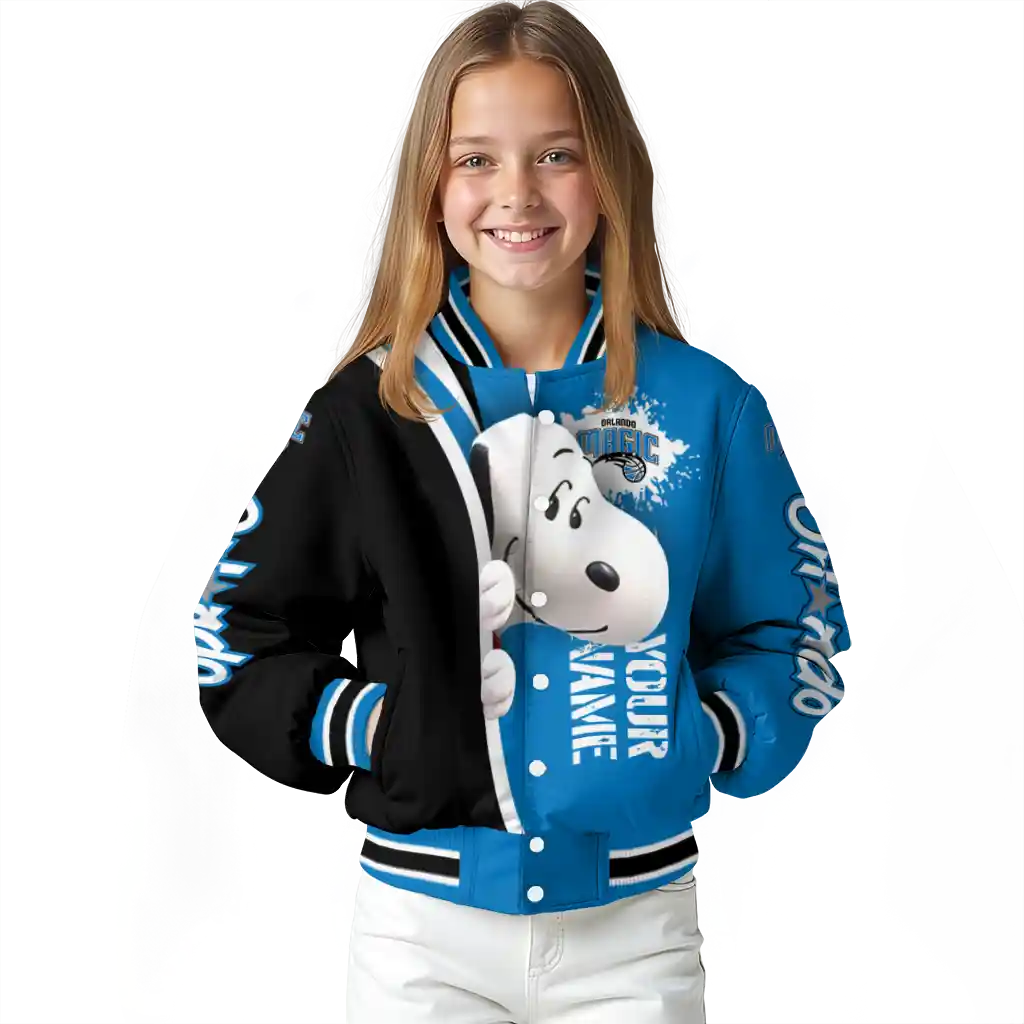 personalized orlando magic snoopy head blue varsity jacket top rated personalized orlando magic snoopy head blue varsity jacket top rated