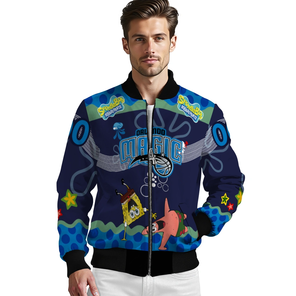 personalized orlando magic spongebob playtime blue bomber jacket high quality personalized orlando magic spongebob playtime blue bomber jacket high quality