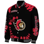 personalized ottawa senators burst splatter red varsity jacket best selling