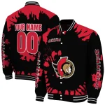 personalized ottawa senators burst splatter red varsity jacket best selling