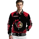 personalized ottawa senators burst splatter red varsity jacket best selling