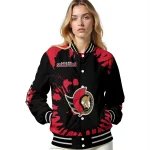 personalized ottawa senators burst splatter red varsity jacket best selling