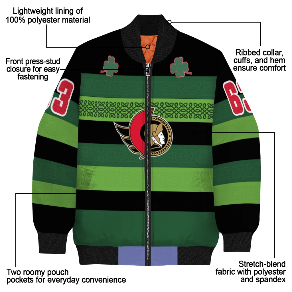 personalized ottawa senators clover green lines green black bomber jacket new arrival personalized ottawa senators clover green lines green black bomber jacket new arrival