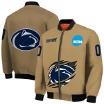 personalized penn state nittany lions claw effect beige bomber jacket best selling