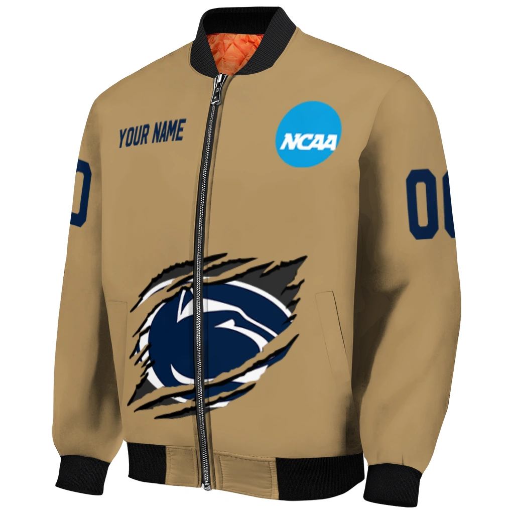 personalized penn state nittany lions claw effect beige bomber jacket fashion forward personalized penn state nittany lions claw effect beige bomber jacket fashion forward