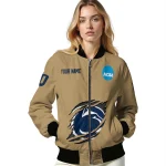 personalized penn state nittany lions claw effect beige bomber jacket best selling