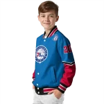 personalized philadelphia 76ers chevron style blue varsity jacket best selling