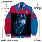 personalized philadelphia 76ers reaper hands blue black varsity jacket best selling