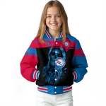 personalized philadelphia 76ers reaper hands blue black varsity jacket best selling