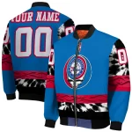 personalized philadelphia 76ers skull emblem blue black bomber jacket best selling