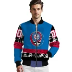 personalized philadelphia 76ers skull emblem blue black bomber jacket best selling
