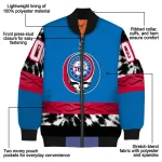 personalized philadelphia 76ers skull emblem blue black bomber jacket best selling