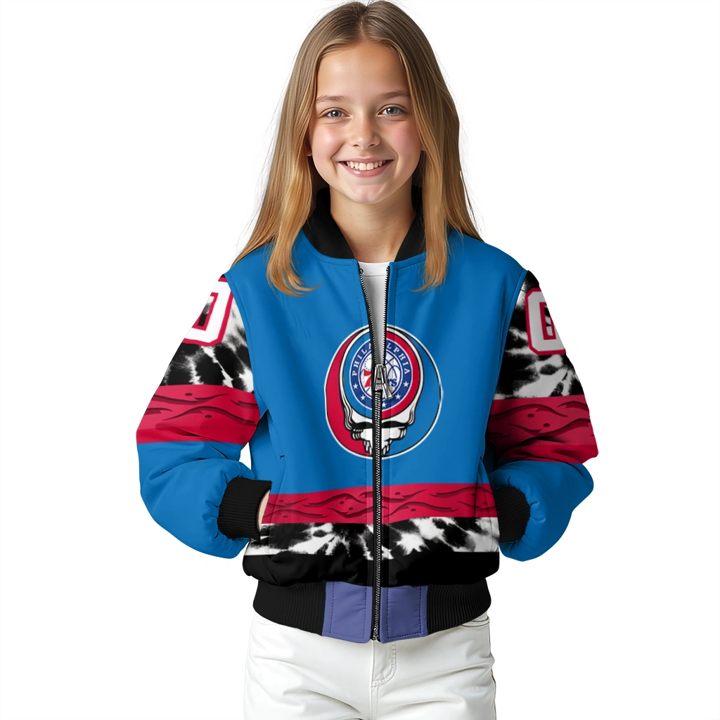 personalized philadelphia 76ers skull emblem blue black bomber jacket top rated personalized philadelphia 76ers skull emblem blue black bomber jacket top rated
