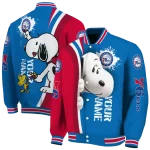 personalized philadelphia 76ers snoopy head blue varsity jacket best selling