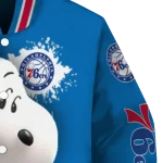 personalized philadelphia 76ers snoopy head blue varsity jacket best selling