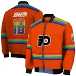 personalized philadelphia flyers rainbow jersey number orange bomber jacket best selling