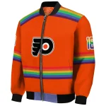 personalized philadelphia flyers rainbow jersey number orange bomber jacket best selling