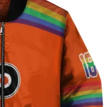 personalized philadelphia flyers rainbow jersey number orange bomber jacket best selling