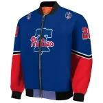 personalized philadelphia phillies chevron style blue bomber jacket best selling