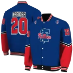 personalized philadelphia phillies chevron style blue varsity jacket best selling