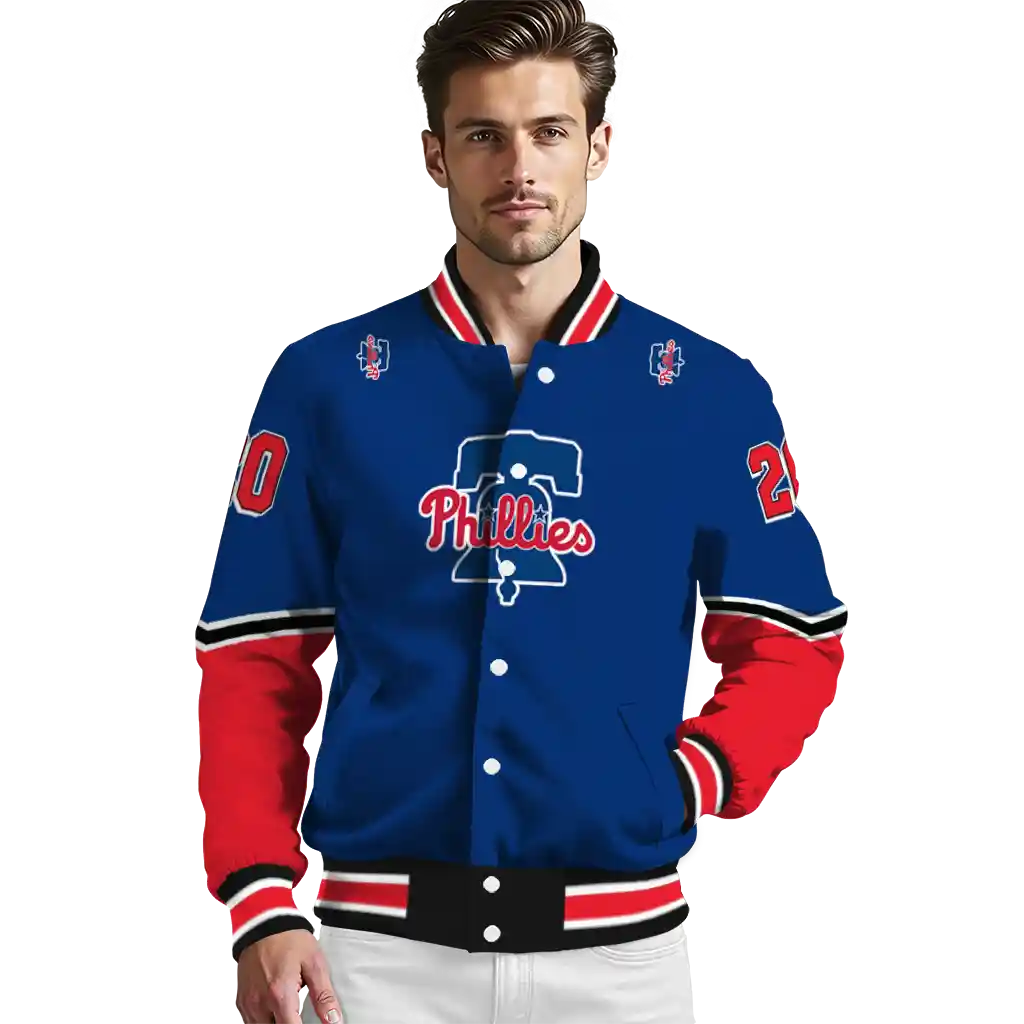 personalized philadelphia phillies chevron style blue varsity jacket high quality personalized philadelphia phillies chevron style blue varsity jacket high quality