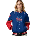 personalized philadelphia phillies chevron style blue varsity jacket best selling