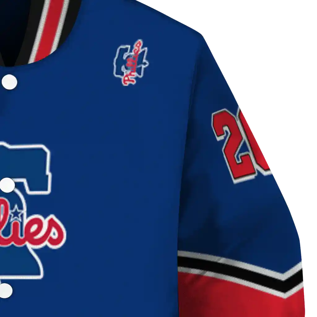 personalized philadelphia phillies chevron style blue varsity jacket premium grade personalized philadelphia phillies chevron style blue varsity jacket premium grade
