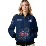 personalized philadelphia phillies claw gash blue bomber jacket best selling
